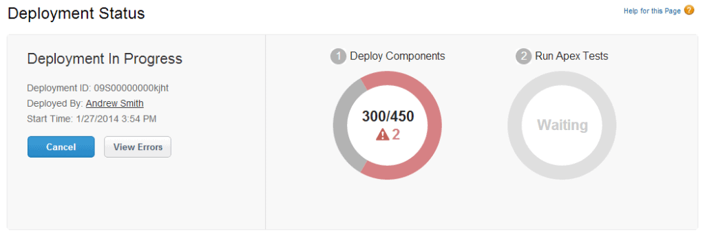 Salesforce Deployment status