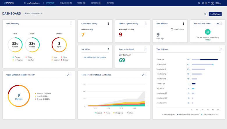 Oracle and SAP Testing Dashboard